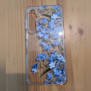 Samsung A16 Clear Floral Blue Phone Case
